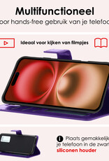 NoXx Hoes Geschikt voor iPhone 16 Plus Hoesje Book Case Hoes Flip Cover Wallet Bookcase Met 2x Screenprotector - Paars
