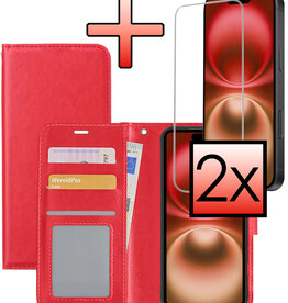 NoXx NoXx iPhone 16 Plus Hoesje Bookcase Met 2x Screenprotector - Rood