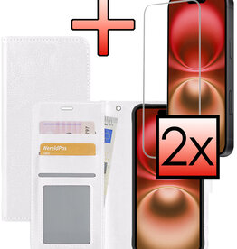 NoXx NoXx iPhone 16 Plus Hoesje Bookcase Met 2x Screenprotector - Wit