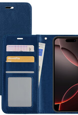 NoXx Hoes Geschikt voor iPhone 16 Pro Hoesje Book Case Hoes Flip Cover Wallet Bookcase - Donkerblauw