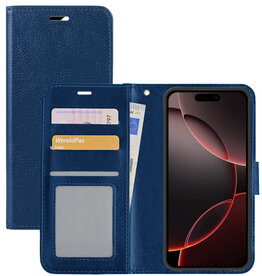NoXx NoXx iPhone 16 Pro Hoesje Bookcase - Donkerblauw