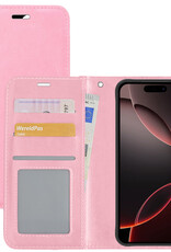 NoXx Hoes Geschikt voor iPhone 16 Pro Hoesje Book Case Hoes Flip Cover Wallet Bookcase - Lichtroze
