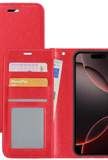 NoXx Hoes Geschikt voor iPhone 16 Pro Hoesje Book Case Hoes Flip Cover Wallet Bookcase - Rood