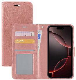 NoXx NoXx iPhone 16 Pro Hoesje Bookcase - Rose Goud