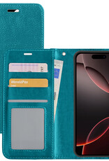 NoXx Hoes Geschikt voor iPhone 16 Pro Hoesje Book Case Hoes Flip Cover Wallet Bookcase - Turquoise