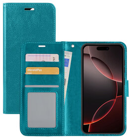 NoXx NoXx iPhone 16 Pro Hoesje Bookcase - Turquoise