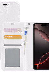 NoXx Hoes Geschikt voor iPhone 16 Pro Hoesje Book Case Hoes Flip Cover Wallet Bookcase - Wit