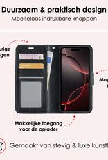 NoXx Hoes Geschikt voor iPhone 16 Pro Hoesje Book Case Hoes Flip Cover Wallet Bookcase - Zwart