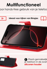 NoXx Hoes Geschikt voor iPhone 16 Pro Hoesje Book Case Hoes Flip Cover Wallet Bookcase Met Screenprotector - Rood