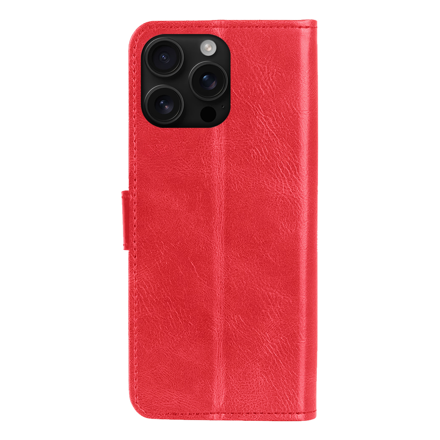 NoXx Hoes Geschikt voor iPhone 16 Pro Hoesje Book Case Hoes Flip Cover Wallet Bookcase Met Screenprotector - Rood