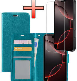 NoXx NoXx iPhone 16 Pro Hoesje Bookcase Met Screenprotector - Turquoise