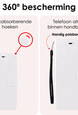 NoXx Hoes Geschikt voor iPhone 16 Pro Hoesje Book Case Hoes Flip Cover Wallet Bookcase Met Screenprotector - Wit