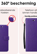 NoXx Hoes Geschikt voor iPhone 16 Pro Hoesje Book Case Hoes Flip Cover Wallet Bookcase Met 2x Screenprotector - Paars