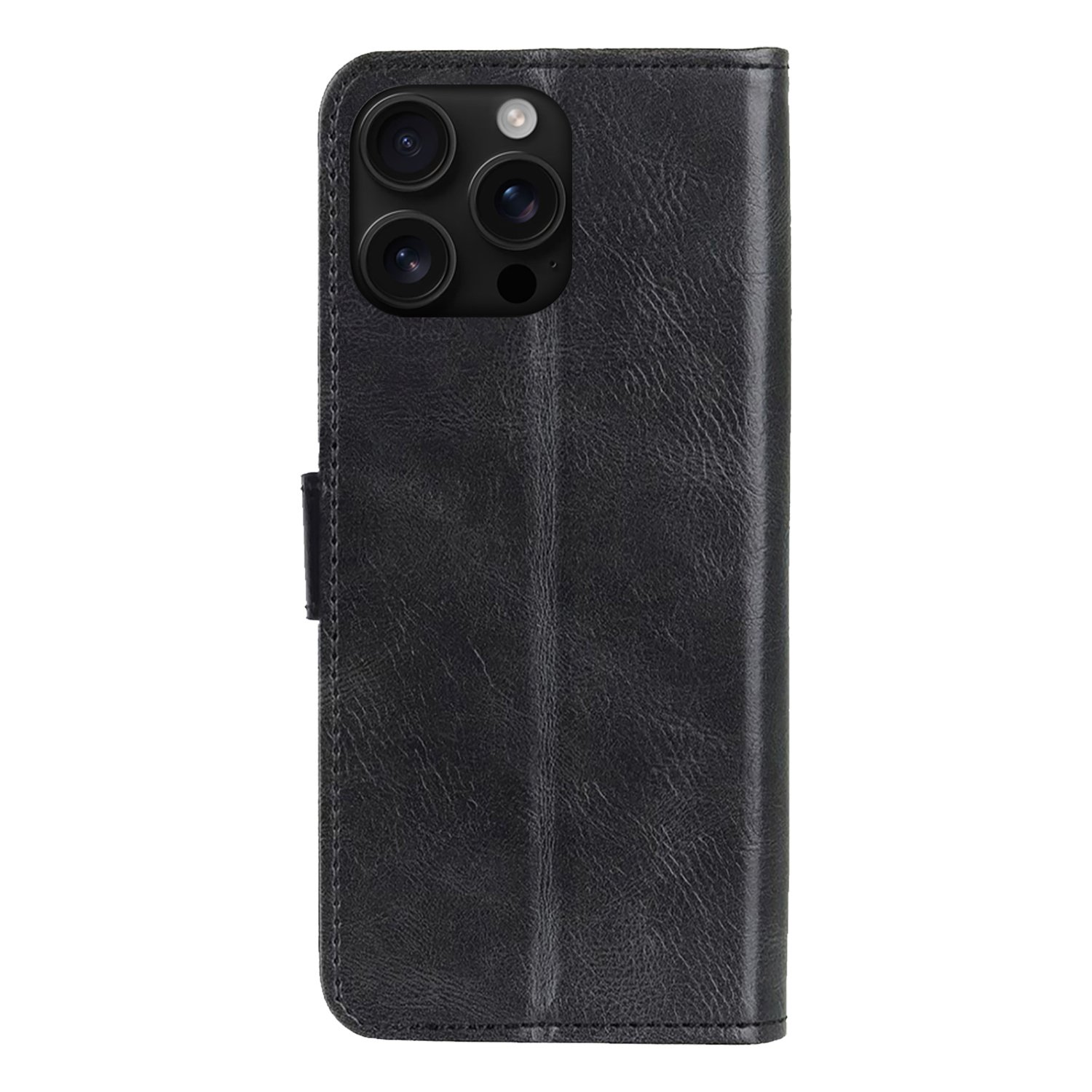 NoXx Hoes Geschikt voor iPhone 16 Pro Hoesje Book Case Hoes Flip Cover Wallet Bookcase Met 2x Screenprotector - Zwart