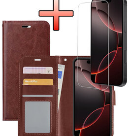 NoXx NoXx iPhone 16 Pro Max Hoesje Bookcase Met Screenprotector - Bruin