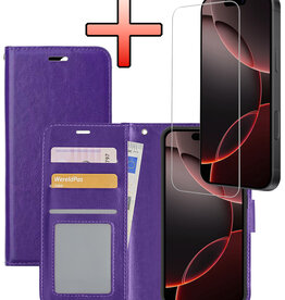 NoXx NoXx iPhone 16 Pro Max Hoesje Bookcase Met Screenprotector - Paars