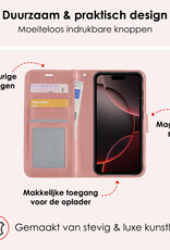 NoXx Hoes Geschikt voor iPhone 16 Pro Max Hoesje Book Case Hoes Flip Cover Wallet Bookcase Met Screenprotector - Rosé goud