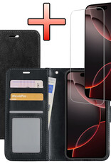 NoXx Hoes Geschikt voor iPhone 16 Pro Max Hoesje Book Case Hoes Flip Cover Wallet Bookcase Met Screenprotector - Zwart