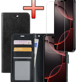 NoXx NoXx iPhone 16 Pro Max Hoesje Bookcase Met Screenprotector - Zwart
