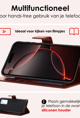 NoXx Hoes Geschikt voor iPhone 16 Pro Max Hoesje Book Case Hoes Flip Cover Wallet Bookcase Met 2x Screenprotector - Bruin