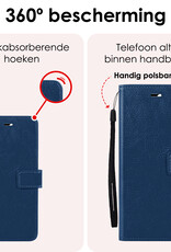 NoXx Hoes Geschikt voor iPhone 16 Pro Max Hoesje Book Case Hoes Flip Cover Wallet Bookcase Met 2x Screenprotector - Donkerblauw