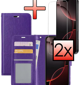 NoXx NoXx iPhone 16 Pro Max Hoesje Bookcase Met 2x Screenprotector - Paars