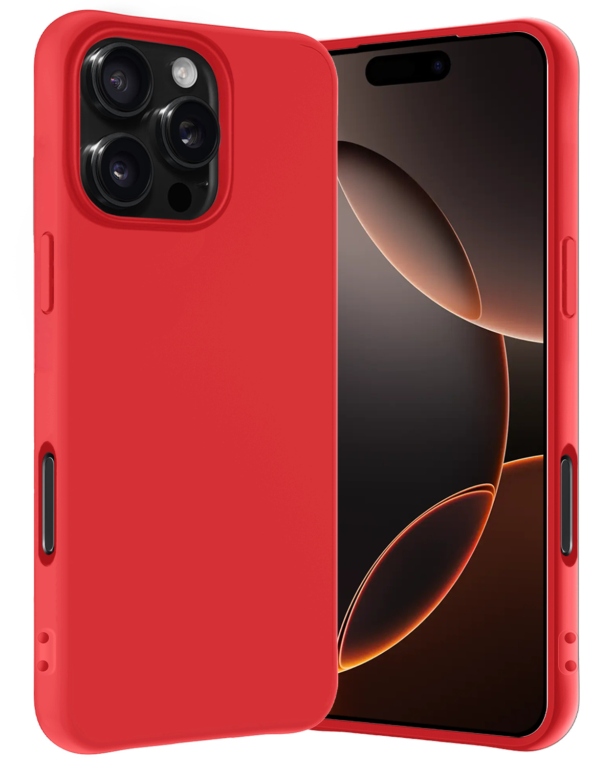 Nomfy Hoesje Geschikt voor iPhone 16 Pro Hoesje Siliconen Cover Case - Hoes Geschikt voor iPhone 16 Pro Hoes Back Case - Rood