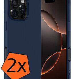 Nomfy Nomfy iPhone 16 Pro Hoesje Siliconen - Donkerblauw - 2 PACK