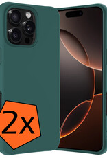 Nomfy Hoesje Geschikt voor iPhone 16 Pro Hoesje Siliconen Cover Case - Hoes Geschikt voor iPhone 16 Pro Hoes Back Case - 2-PACK - Donkergroen