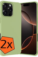 Nomfy Hoesje Geschikt voor iPhone 16 Pro Hoesje Siliconen Cover Case - Hoes Geschikt voor iPhone 16 Pro Hoes Back Case - 2-PACK - Groen