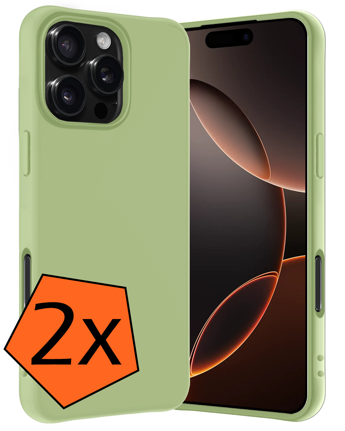 Nomfy Hoesje Geschikt voor iPhone 16 Pro Hoesje Siliconen Cover Case - Hoes Geschikt voor iPhone 16 Pro Hoes Back Case - 2-PACK - Groen