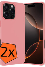 Nomfy Hoesje Geschikt voor iPhone 16 Pro Hoesje Siliconen Cover Case - Hoes Geschikt voor iPhone 16 Pro Hoes Back Case - 2-PACK - Lichtroze