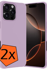 Nomfy Hoesje Geschikt voor iPhone 16 Pro Hoesje Siliconen Cover Case - Hoes Geschikt voor iPhone 16 Pro Hoes Back Case - 2-PACK - Lila