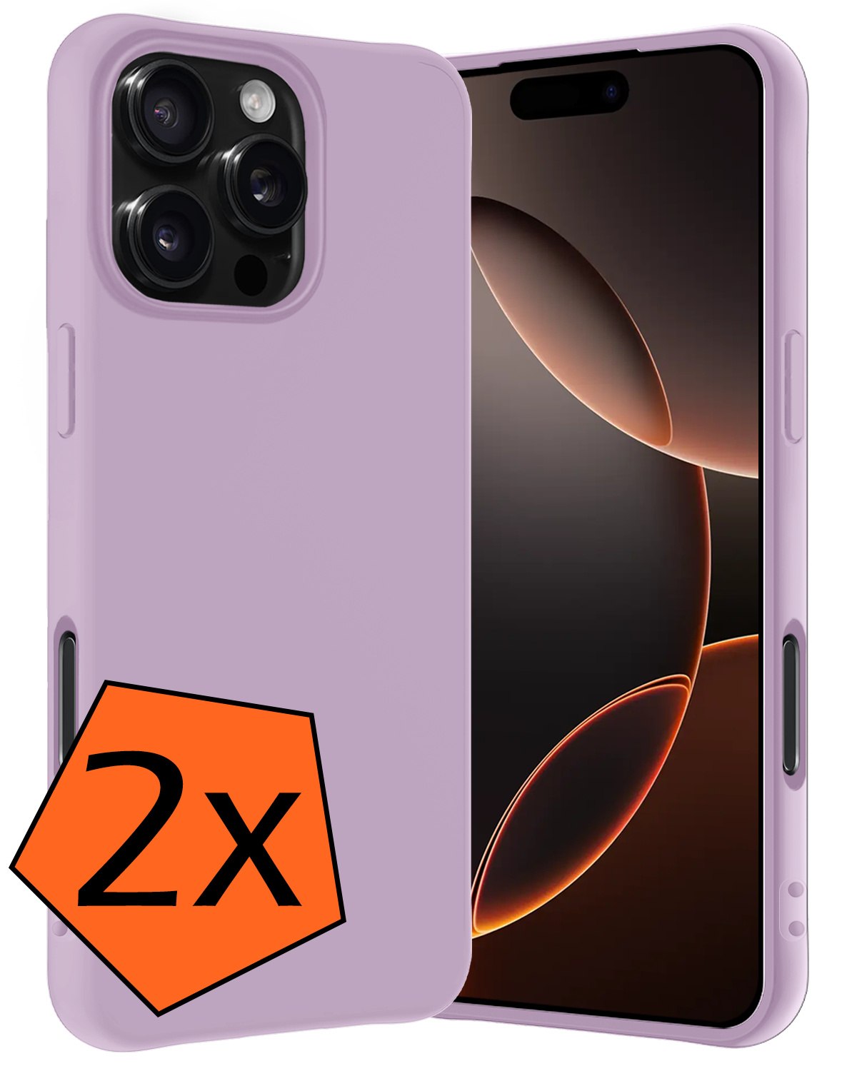 Nomfy Hoesje Geschikt voor iPhone 16 Pro Hoesje Siliconen Cover Case - Hoes Geschikt voor iPhone 16 Pro Hoes Back Case - 2-PACK - Lila