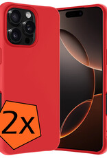 Nomfy Hoesje Geschikt voor iPhone 16 Pro Hoesje Siliconen Cover Case - Hoes Geschikt voor iPhone 16 Pro Hoes Back Case - 2-PACK - Rood