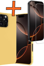 Nomfy Hoesje Geschikt voor iPhone 16 Pro Hoesje Siliconen Cover Case Met Screenprotector - Hoes Geschikt voor iPhone 16 Pro Hoes Back Case - Geel