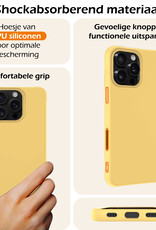 Nomfy Hoesje Geschikt voor iPhone 16 Pro Hoesje Siliconen Cover Case Met Screenprotector - Hoes Geschikt voor iPhone 16 Pro Hoes Back Case - Geel
