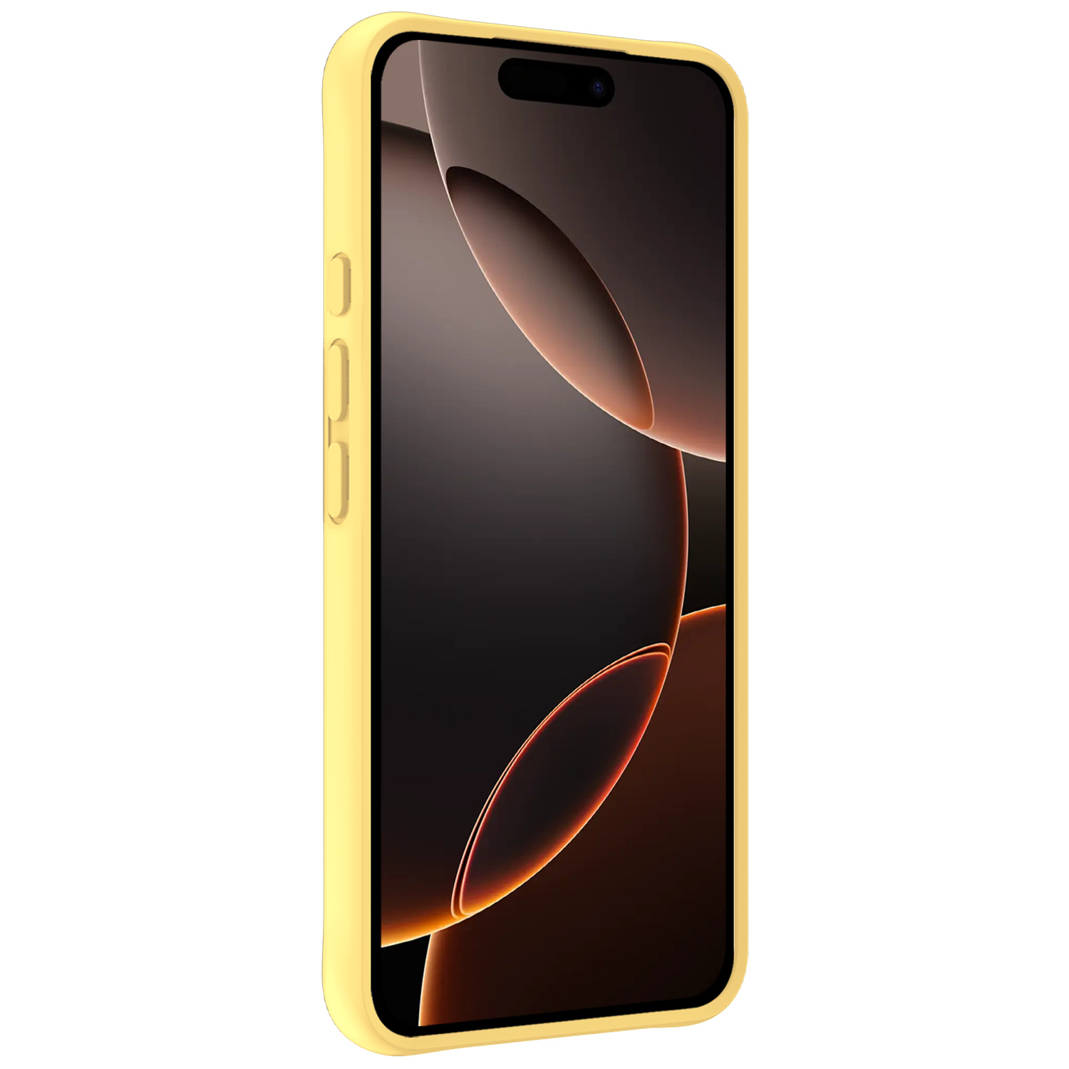 Nomfy Hoesje Geschikt voor iPhone 16 Pro Hoesje Siliconen Cover Case Met Screenprotector - Hoes Geschikt voor iPhone 16 Pro Hoes Back Case - Geel