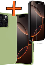 Nomfy Hoesje Geschikt voor iPhone 16 Pro Hoesje Siliconen Cover Case Met Screenprotector - Hoes Geschikt voor iPhone 16 Pro Hoes Back Case - Groen