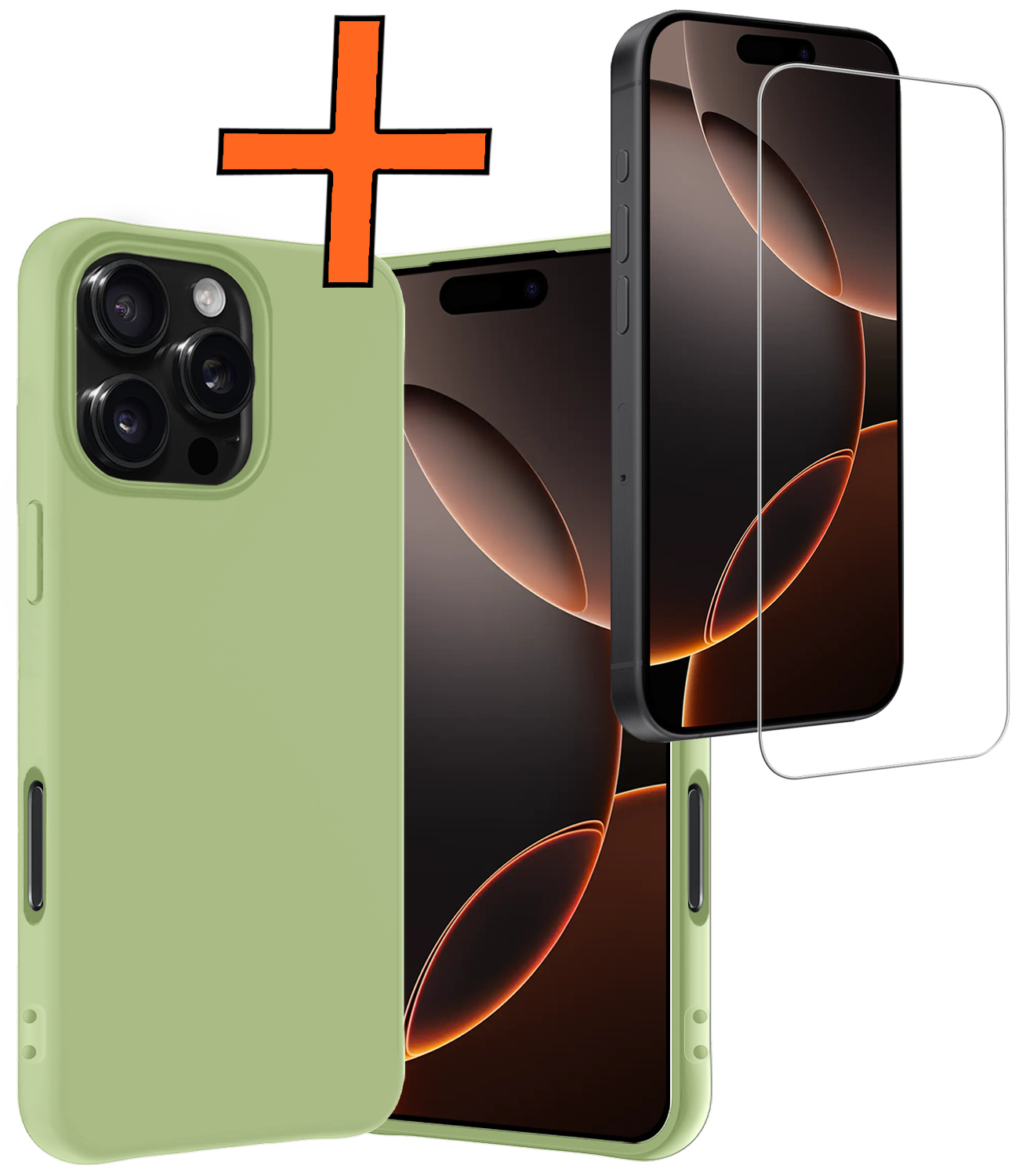 Nomfy Hoesje Geschikt voor iPhone 16 Pro Hoesje Siliconen Cover Case Met Screenprotector - Hoes Geschikt voor iPhone 16 Pro Hoes Back Case - Groen