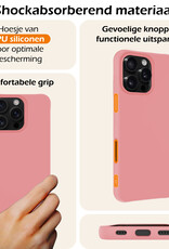 Nomfy Hoesje Geschikt voor iPhone 16 Pro Hoesje Siliconen Cover Case Met Screenprotector - Hoes Geschikt voor iPhone 16 Pro Hoes Back Case - Lichtroze