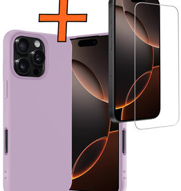 Nomfy Nomfy iPhone 16 Pro Hoesje Siliconen Met Screenprotector Met Dichte Notch - Lila