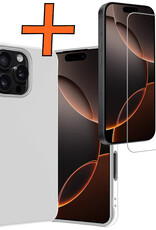 Nomfy Hoesje Geschikt voor iPhone 16 Pro Hoesje Siliconen Cover Case Met Screenprotector - Hoes Geschikt voor iPhone 16 Pro Hoes Back Case - Wit