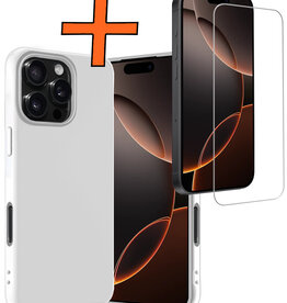 Nomfy Nomfy iPhone 16 Pro Hoesje Siliconen Met Screenprotector Met Dichte Notch - Wit