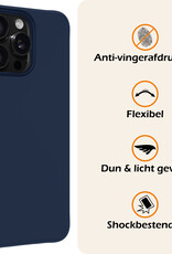 Nomfy Hoesje Geschikt voor iPhone 16 Pro Hoesje Siliconen Cover Case Met 2x Screenprotector - Hoes Geschikt voor iPhone 16 Pro Hoes Back Case - Donkerblauw