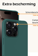 Nomfy Hoesje Geschikt voor iPhone 16 Pro Hoesje Siliconen Cover Case Met 2x Screenprotector - Hoes Geschikt voor iPhone 16 Pro Hoes Back Case - Donkergroen