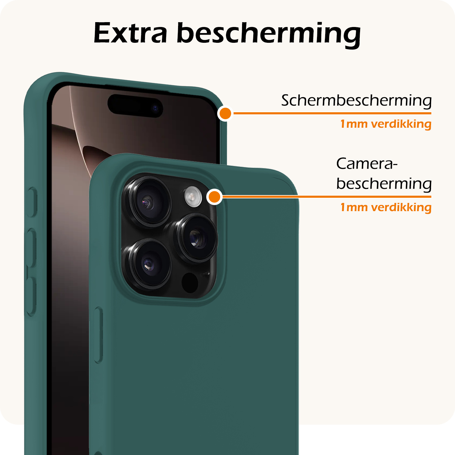 Nomfy Hoesje Geschikt voor iPhone 16 Pro Hoesje Siliconen Cover Case Met 2x Screenprotector - Hoes Geschikt voor iPhone 16 Pro Hoes Back Case - Donkergroen