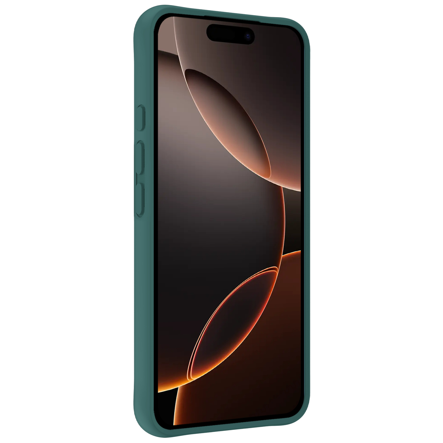 Nomfy Hoesje Geschikt voor iPhone 16 Pro Hoesje Siliconen Cover Case Met 2x Screenprotector - Hoes Geschikt voor iPhone 16 Pro Hoes Back Case - Donkergroen