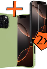 Nomfy Hoesje Geschikt voor iPhone 16 Pro Hoesje Siliconen Cover Case Met 2x Screenprotector - Hoes Geschikt voor iPhone 16 Pro Hoes Back Case - Groen