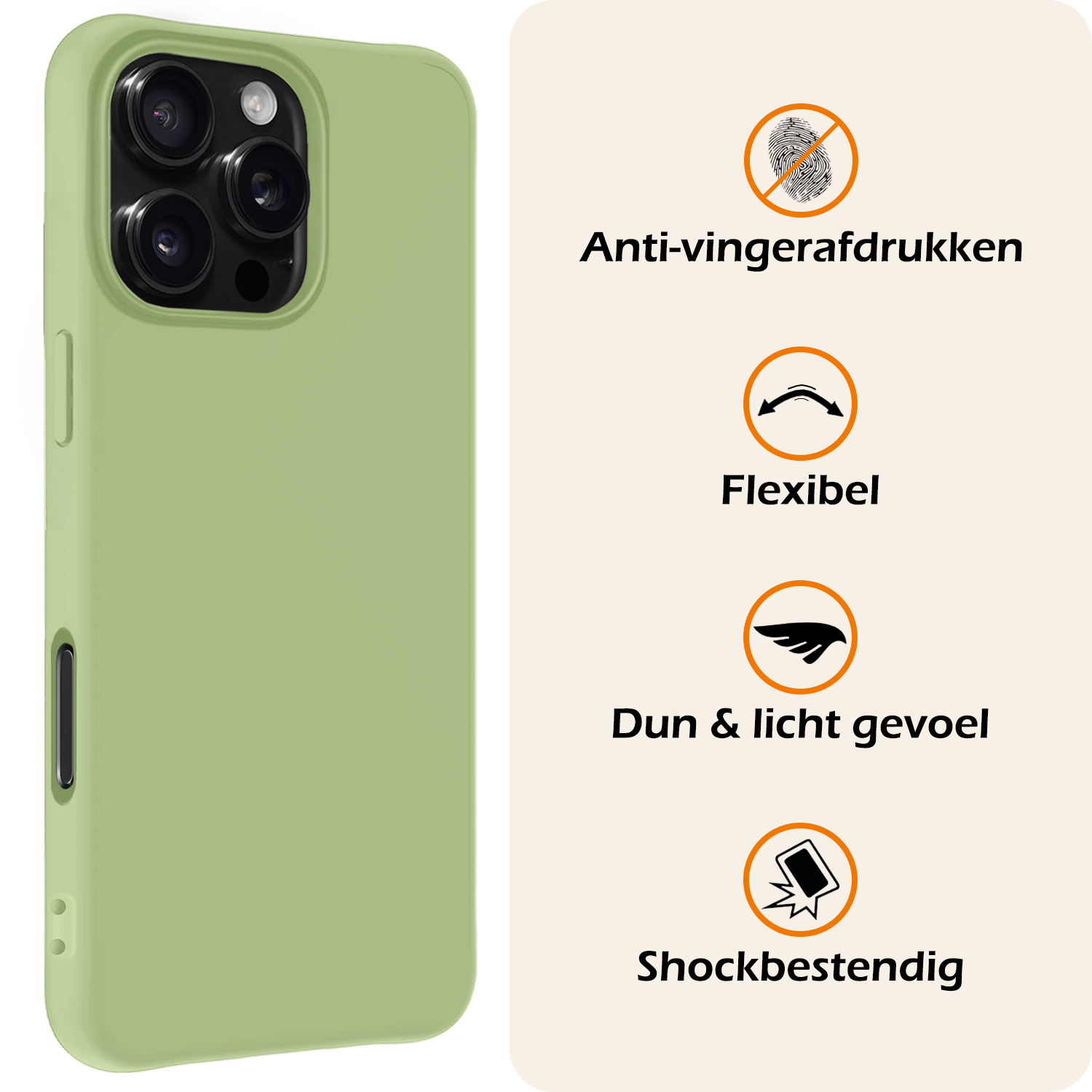 Nomfy Hoesje Geschikt voor iPhone 16 Pro Hoesje Siliconen Cover Case Met 2x Screenprotector - Hoes Geschikt voor iPhone 16 Pro Hoes Back Case - Groen